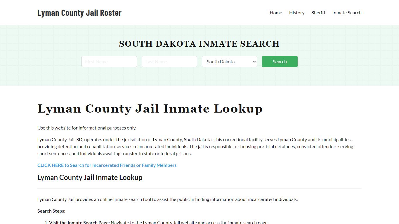 Lyman County Jail Roster Lookup, SD, Inmate Search